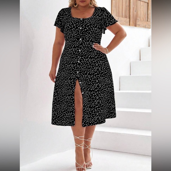 Boho floral print button through midi dress - Picture 2 of 6